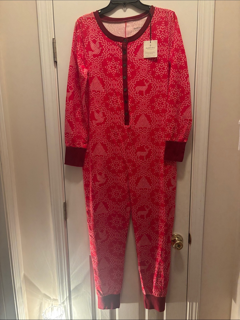 NWT Hearth & Hand Red Holiday Print Union Suit